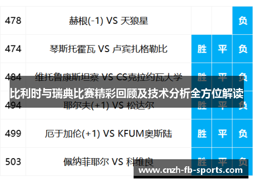 比利时与瑞典比赛精彩回顾及技术分析全方位解读