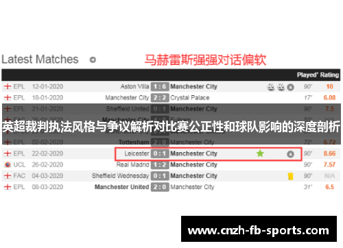 英超裁判执法风格与争议解析对比赛公正性和球队影响的深度剖析 英超裁判执法风格与争议解析对比赛公正性和球队影响的深度剖析